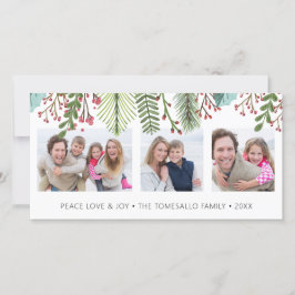 Winter Greenery Photo Collage Feestdagenkaart