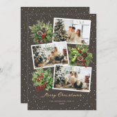 Winter Greenery Photo Collage Vrolijke Kerst Kaart (Voorkant / Achterkant)