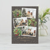 Winter Greenery Photo Collage Vrolijke Kerst Kaart (Staand voorkant)