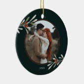 Winter Greenery Photo Holiday Keramisch Ornament (Rechts)