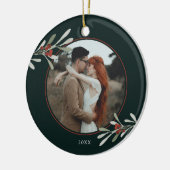 Winter Greenery Photo Holiday Keramisch Ornament (Links)