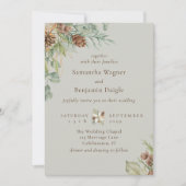 Winter Greenery Pine Beige Elegante bruiloft Kaart (Voorkant)