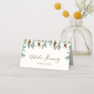 Winter Greenery Pine Branches Kegels Trouwen Plaatskaartje