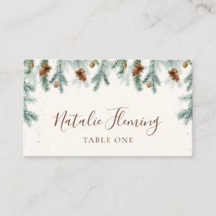 Winter Greenery Pine Branches Kegels Trouwen Plaatskaartje