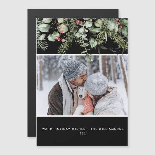 Winter Greenery Pine Budget Foto Kerst Kaart (Voorkant / Achterkant)