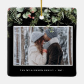 Winter Greenery | Pine en Berries 2 Fotovakantie Keramisch Ornament (Achterkant)