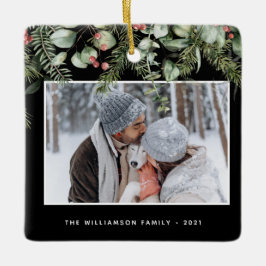 Winter Greenery | Pine en Berries 2 Fotovakantie Keramisch Ornament