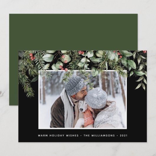 Winter Greenery | Pine en Berries Fotodag (Voorkant / Achterkant)