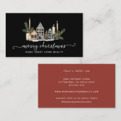 Winter Greenery Pine en Berries Holiday Business Visitekaartje (Voorkant / Achterkant)