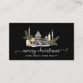 Winter Greenery Pine en Berries Holiday Business Visitekaartje (Voorkant)