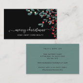 Winter Greenery Pine en Berries Holiday Business Visitekaartje (Voorkant / Achterkant)