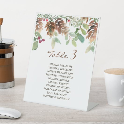 Winter Greenery Pine en Holly Reclamebord Met Voetstuk (Insitu)