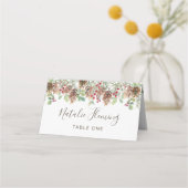 Winter Greenery Pine Red Berry kerstbruiloft Plaatskaartje (Voorkant)
