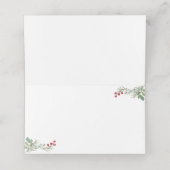 Winter Greenery Pine Red Berry kerstbruiloft Plaatskaartje (Binnenkant ongevouwen)
