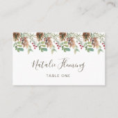 Winter Greenery Pine Red Berry Wedding Plaatskaartje (Voorkant)