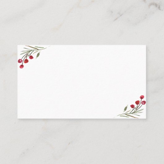 Winter Greenery Pine Red Berry Wedding Place Card Plaatskaartje (Achterkant)