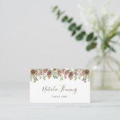 Winter Greenery Pine Red Berry Wedding Place Card Plaatskaartje (Staand voorkant)