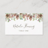 Winter Greenery Pine Red Berry Wedding Place Card Plaatskaartje (Voorkant)