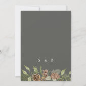 Winter Greenery Pine Stone Grey Elegant Huwelijk Kaart (Achterkant)
