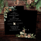 Winter Greenery Pine Zwart Elegante bruiloft Kaart