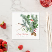 Winter Greenery Pinecone Antler Berries Holiday Servet (Insitu)