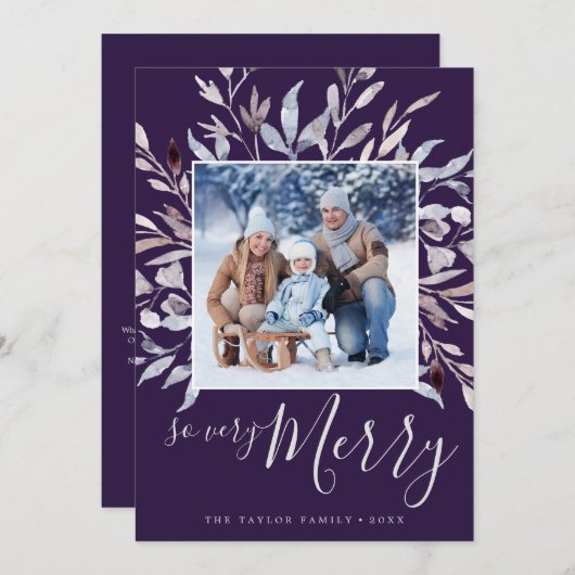 Winter Greenery plum zo heel prettig jaar in Revie Feestdagenkaart (Voorkant / Achterkant)