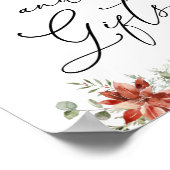 Winter Greenery Poinsettias Cards and Gifts Sign Poster (Hoek)