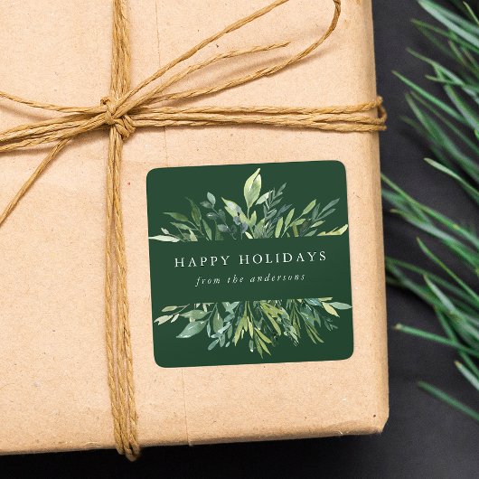 Winter Greenery Prettige feestdagen Vierkante Sticker