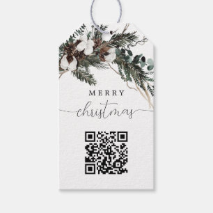 Winter Greenery QR Code Kerstmis Cadeaulabel