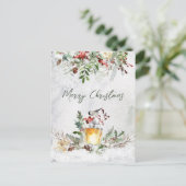 Winter Greenery Red Berry Bird kerstBriefkaart Briefkaart (Staand voorkant)