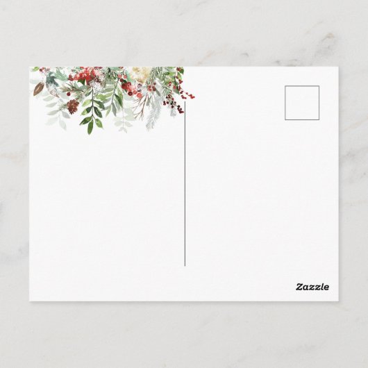 Winter Greenery Red Berry Bird kerstBriefkaart Briefkaart (Achterkant)