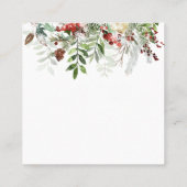 Winter Greenery Red Berry Bird Kerstdank Vierkante Visitekaartje (Achterkant)