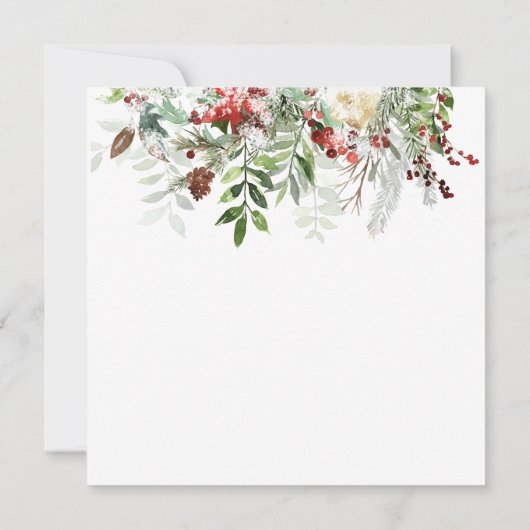 Winter Greenery Red Berry Bird kerstkaart Kaart (Achterkant)