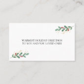 Winter Greenery Red Berry Christmas Business Plaatskaartje (Achterkant)