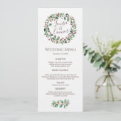 Winter Greenery Red Berry Wedding Menu (Staand voorkant)