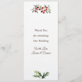 Winter Greenery Red Berry Wedding Menu (Achterkant)