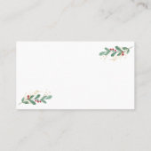 Winter Greenery Red Berry Wedding Place Card Plaatskaartje (Achterkant)