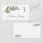 Winter Greenery Red Berry Wedding Place Card Plaatskaartje (Voorkant / Achterkant)