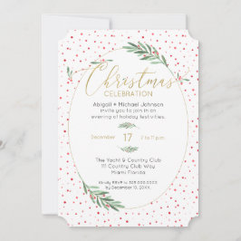 Winter Greenery Red Green Gold kerstparty Kaart