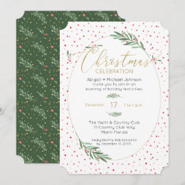 Winter Greenery Red Green Gold kerstparty Kaart