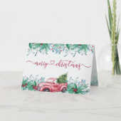 Winter Greenery Red Truck Waterverf Garland Feestdagen Kaart (Voorkant)