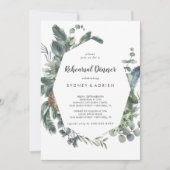 Winter Greenery Rehearsal Dinner Invitation Kaart (Voorkant)