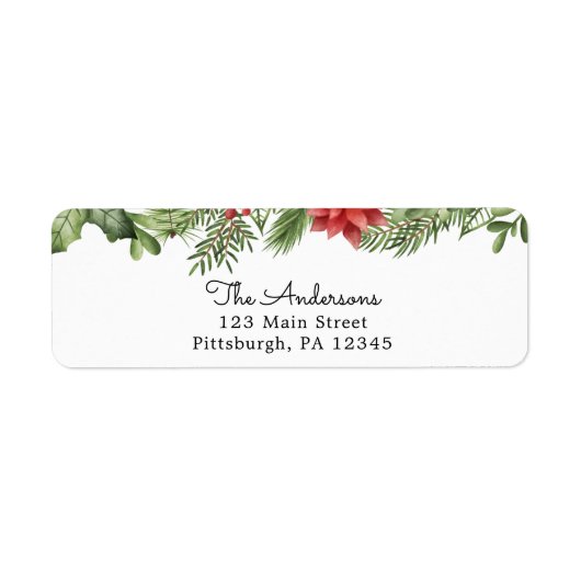 Winter Greenery Return Address Etiket (Voorkant)