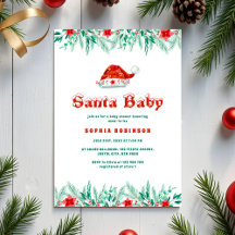 Winter Greenery Santa Baby Christmas Baby shower
