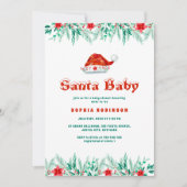 Winter Greenery Santa Baby Christmas Baby shower Kaart (Voorkant)