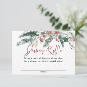 Winter Greenery Santa Baby Diaper Raffle Card Informatiekaartje (Staand voorkant)