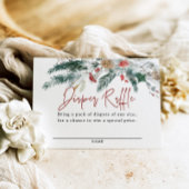 Winter Greenery Santa Baby Diaper Raffle Card Informatiekaartje