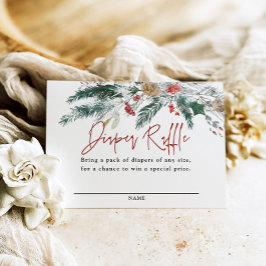 Winter Greenery Santa Baby Diaper Raffle Card Informatiekaartje