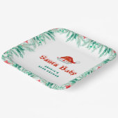Winter Greenery Santa Hat Christmas Baby shower Papieren Bordje (Gebogen)