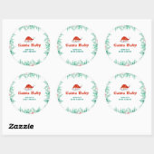 Winter Greenery Santa Hat Christmas Baby Shower Ronde Sticker (Vel)